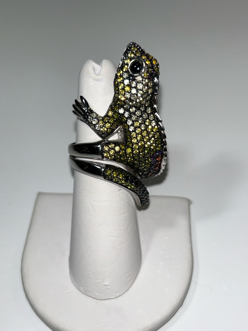 NWOT Sterling Silver Crystal Pave Gecko Lizard Ring - Picture 5 of 11